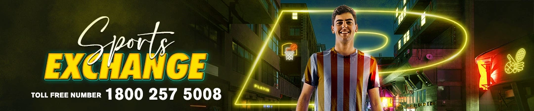 Promotional banner for the funinexchange Sports Exchange. A smiling young man stands in a neon-lit city, representing our modern and user-friendly peer-to-peer betting platform.